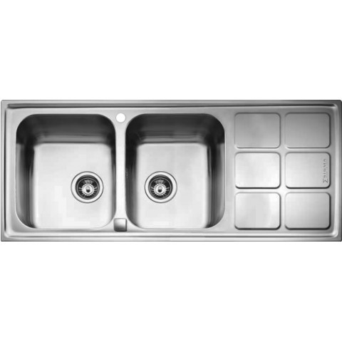 سینک ظرفشویی  دو لگن الیکا مدل SINK T Cuadro Semiflo 2b10 116.50 steel
